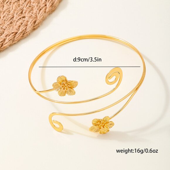3/$35 Gold Flower Arm Cuff Bracelet Bangle Upper Armlet Bohemian Jewelry - Picture 5 of 7